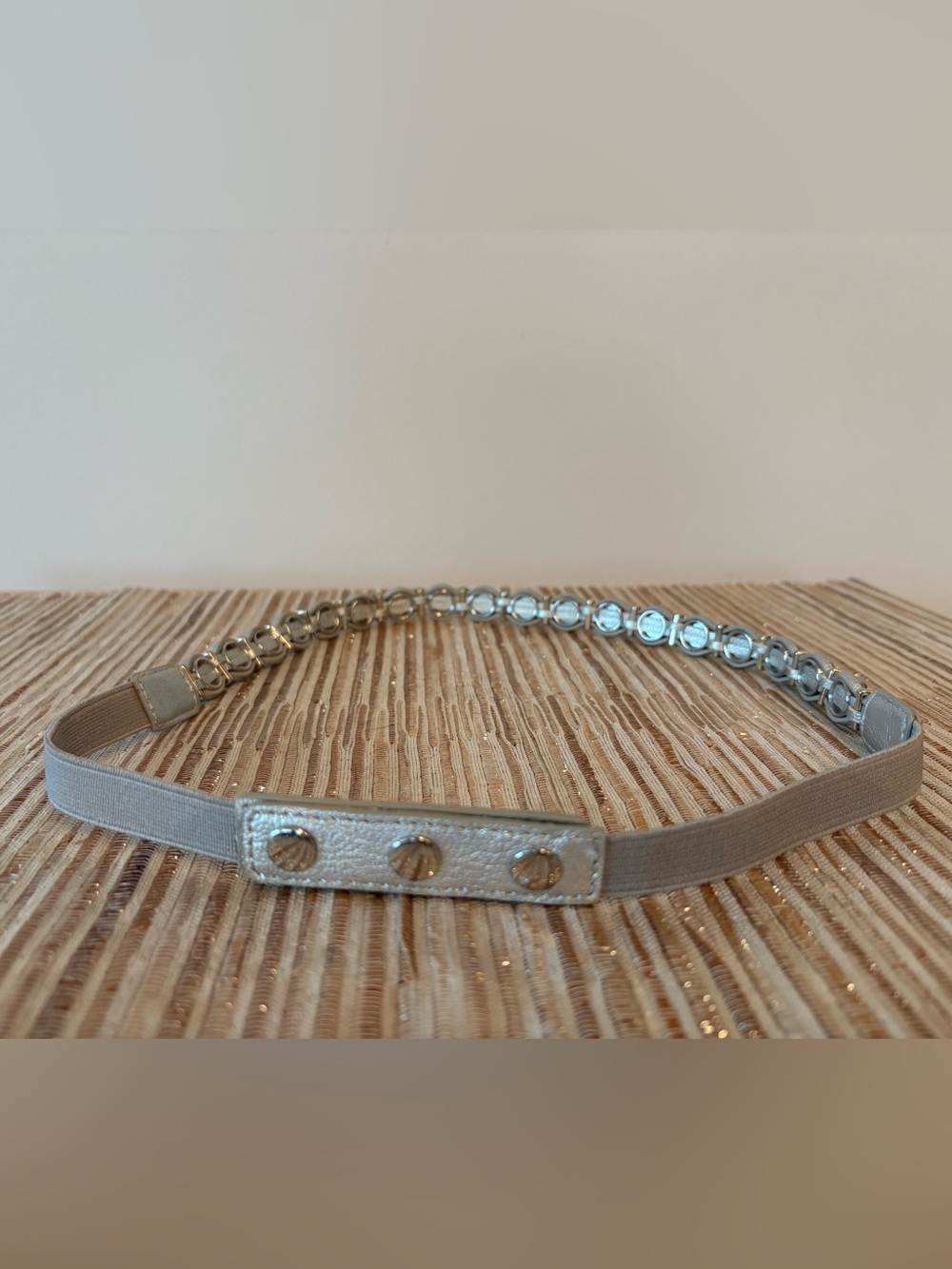 White House Black Market Silver Belt with Gray and White Crystals - Picture 2 of 2